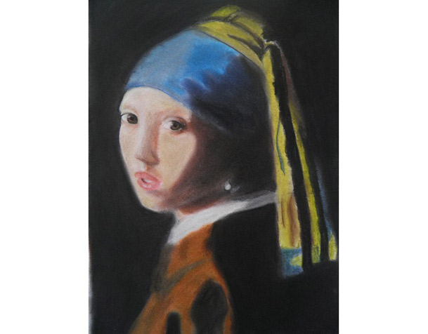 Pastel sec travail de copie (Vermeer) [Cours adolescent + de 11 ans]