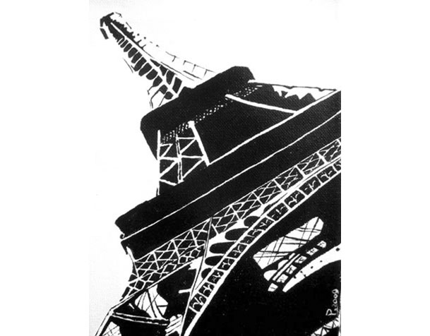 Création acrylique négatif - Tour Eiffel