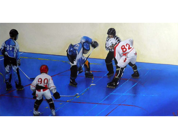 Création peinture à l'huile personnalisée - Hockey