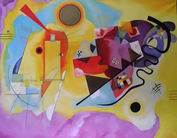 Copie Jaune, Rouge, Bleu huile sur toile Kandinsky 120x100 cm