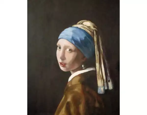 Copie La jeune fille à la perle huile sur toile Vermeer 30x40 cm