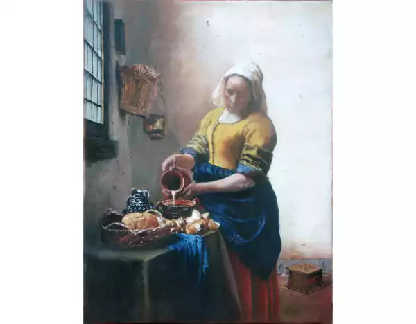 Copie La laitière  huile sur toile Vermeer 26x34 cm