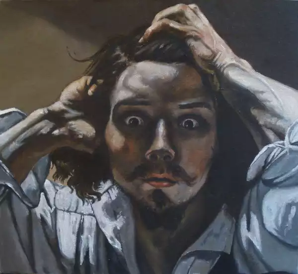 Copie le desespéré huile sur toile Courbet 35x40 cm
