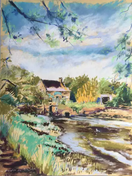 Paysage breton au pastel sec sur pastelmat 50x70 cm