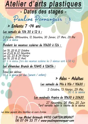Aperçu dates ateliers d'arts plastiques Châteaubriant