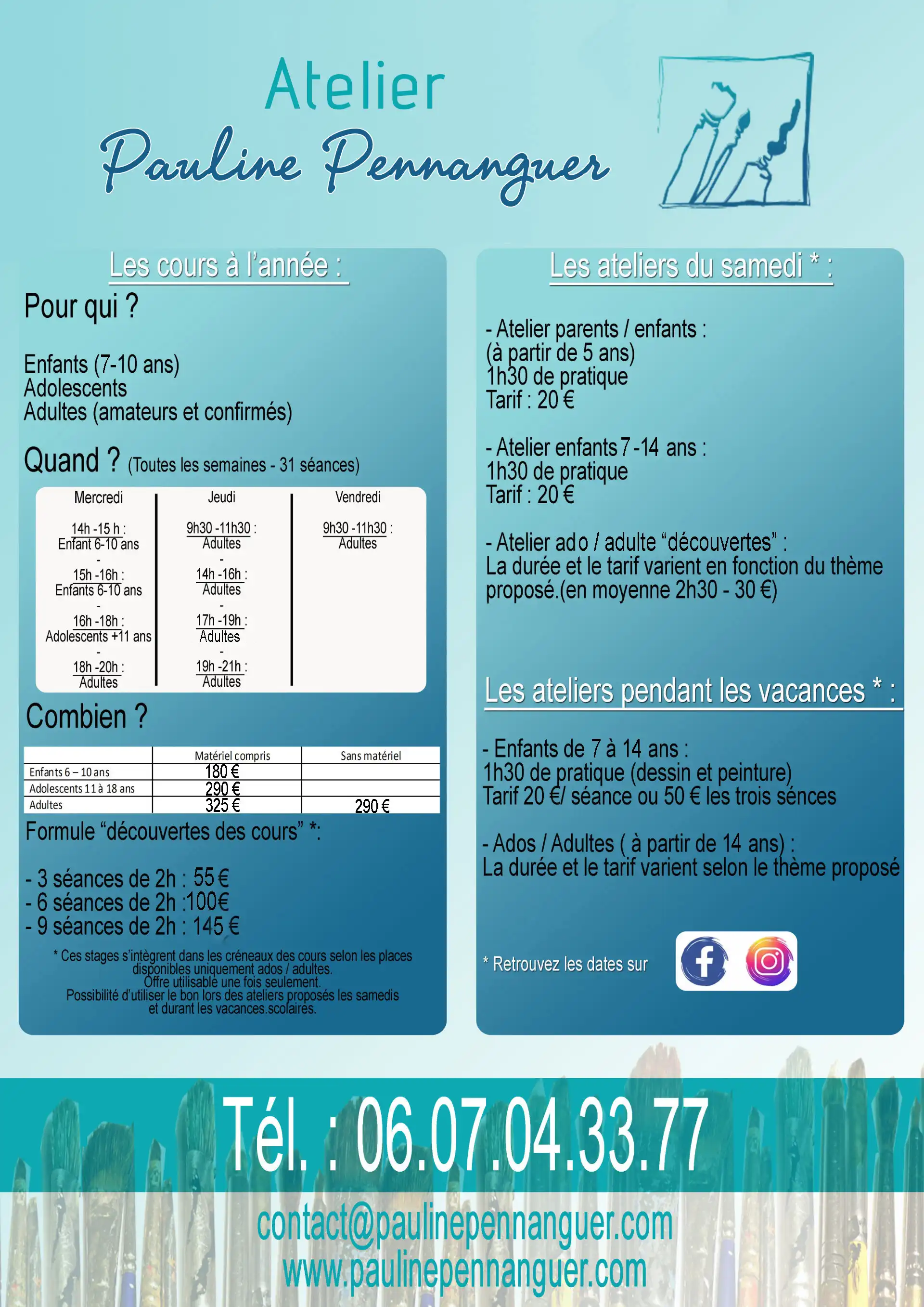 Tarifs cours et stages de dessin Châteaubriant