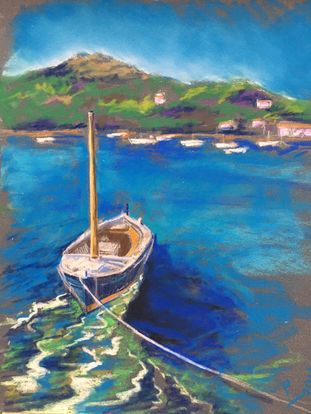 Dessin pastel sec bateau