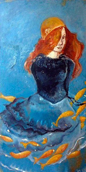 tableau tons bleu femme